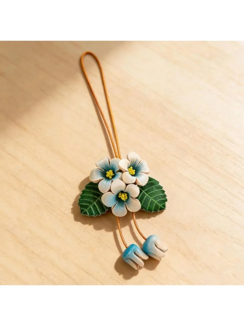 Boho Genuine Leather Flower Keychain | Cute Bag Charm for Handbag & Purse
